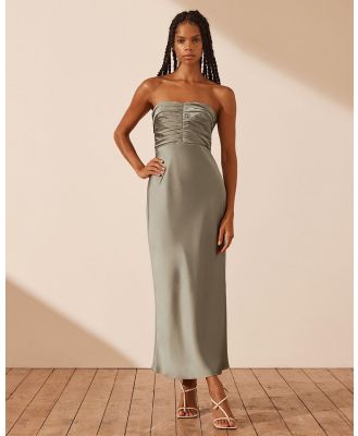 Shona Joy - Luxe Strapless Ruched Bodice Midi Dress - Dresses (Eucalyptus) Luxe Strapless Ruched Bodice Midi Dress