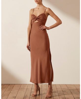 Shona Joy - Luxe Twist Front Sleeveless Midi Dress - Bridesmaid Dresses (Mocha) Luxe Twist Front Sleeveless Midi Dress