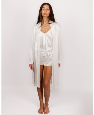 SILK MAGNOLIA - Silk Dressing Gown - Sleepwear (White) Silk Dressing Gown