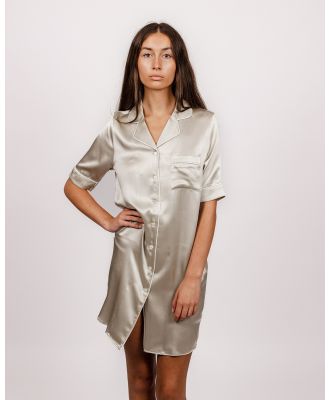SILK MAGNOLIA - Silk Nightshirt - Sleepwear (Grey) Silk Nightshirt