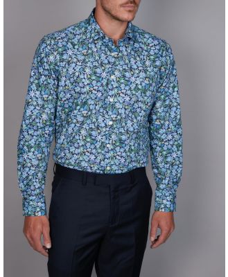 Simon Carter - Watercolour Garden Print Shirt - Shirts & Polos (BLUE) Watercolour Garden Print Shirt