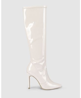 Siren - Savannah Tall Boots - Knee-High Boots (Bone Patent Stretch) Savannah Tall Boots