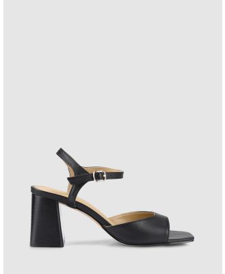 Siren - Stomp Heeled Sandals - Mid-low heels (Black Leather) Stomp Heeled Sandals