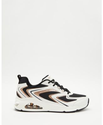 Skechers - Tres Air Uno   Shimm Airy Sneakers   Women's - Lifestyle Sneakers (White, Black & Gold) Tres-Air Uno - Shimm-Airy Sneakers - Women's