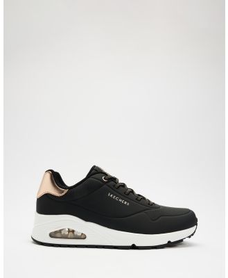 Skechers - Uno Shimmer Away   Women's - Lifestyle Sneakers (Black) Uno Shimmer Away - Women's