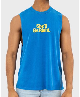 Skwosh - She'll Be Right Muscle Tee - Short Sleeve T-Shirts (Blue) She'll Be Right Muscle Tee