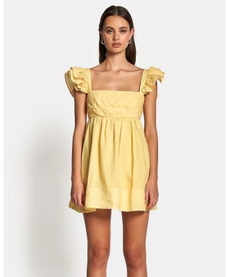 SOFIA The Label - Luna Babydoll Frill Mini Dress - Dresses (Yellow) Luna Babydoll Frill Mini Dress
