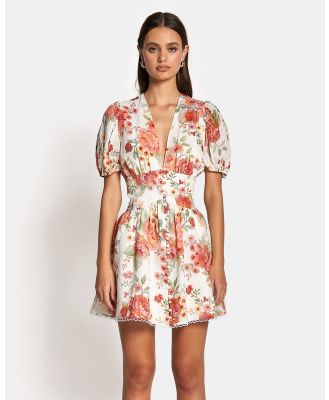 SOFIA The Label - Sienna Short Sleeve Mini Dress - Printed Dresses (Sunset Floral) Sienna Short Sleeve Mini Dress