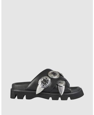 Sol Sana - Concho Footbed - Sandals (Black/Silver) Concho Footbed