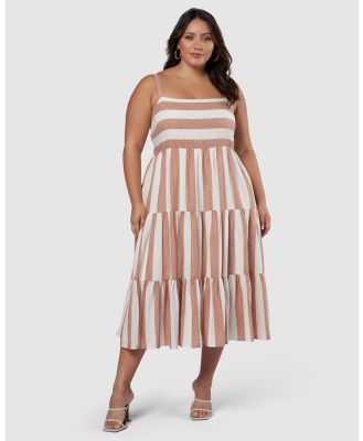 Something 4 Olivia - Ash Stripe Linen Midi Dress - Dresses (Neutrals) Ash Stripe Linen Midi Dress