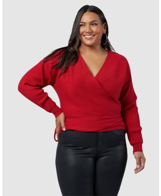 Something 4 Olivia - Banks Crossover Knit - Coats & Jackets (Red) Banks Crossover Knit