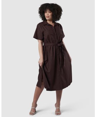 Something 4 Olivia - Frankie Shirt Midi Dress - Dresses (Brown) Frankie Shirt Midi Dress