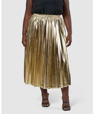Something 4 Olivia - Halle Metallic Pleated Skirt - Pleated skirts (Yellow) Halle Metallic Pleated Skirt