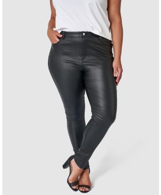 Something 4 Olivia - Rose Coated Jeans - High-Waisted (Black) Rose Coated Jeans