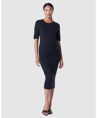 Soon Maternity - Gianna 3 4 Sleeve Dress - Bodycon Dresses (BLACK) Gianna 3-4 Sleeve Dress