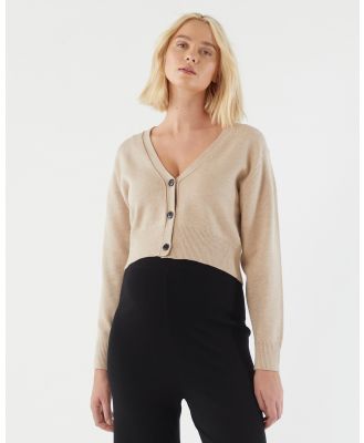 Soon Maternity - V Neck Cropped Cardigan - Jumpers & Cardigans (Beige Marle) V-Neck Cropped Cardigan