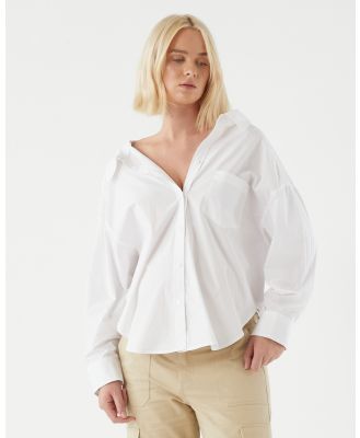 Soon Maternity - V Neck Oversized Shirt - Shirts & Polos (White) V-Neck Oversized Shirt