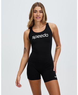 Speedo - Endurance+ Leaderback Sport Legsuit - One-Piece / Swimsuit (Black & White) Endurance+ Leaderback Sport Legsuit