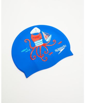Speedo - Printed Silicone Junior Swimming Cap   Kids - Swim Caps (True Cobalt, White, Watermelon & Bolt) Printed Silicone Junior Swimming Cap - Kids
