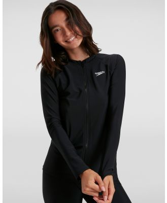 Speedo - Zip Long Sleeve Top - Swimwear (BLACK) Zip Long Sleeve Top