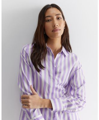 Sportscraft - Hayley Stripe Cotton Silk Shirt - Tops (purple) Hayley Stripe Cotton Silk Shirt