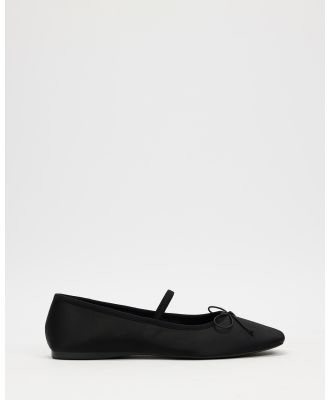 SPURR - Angelina Flats - Ballet Flats (Black Satin) Angelina Flats