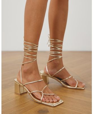 SPURR - Coco Lace Up Heels - Sandals (Gold) Coco Lace Up Heels