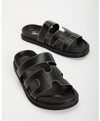 SPURR - Jezza Slides - Sandals (Black Smooth) Jezza Slides