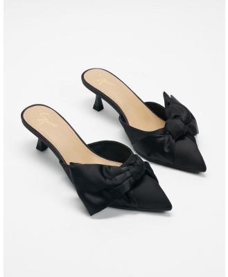 SPURR - Karla Bow Mules - Mid-low heels (Black Satin) Karla Bow Mules