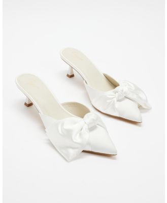SPURR - Karla Bow Mules - Mid-low heels (White Satin) Karla Bow Mules
