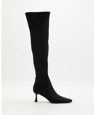 SPURR - Lana Over The Knee Boots - Boots (Black Lycra) Lana Over The Knee Boots