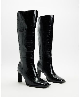 SPURR - Margot Knee High Boots - Knee-High Boots (Black Croc) Margot Knee High Boots