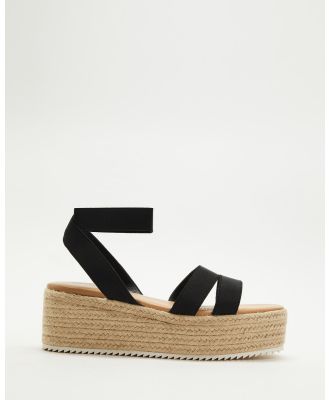 SPURR - Micky Flatform Sandals - Flats (Black Elastic) Micky Flatform Sandals