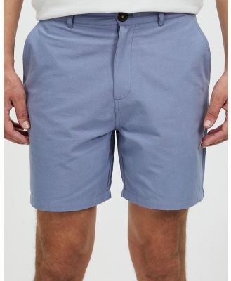Staple Superior - Caleb Cotton Textured Shorts - Shorts (Dusty Blue) Caleb Cotton Textured Shorts