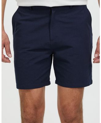 Staple Superior - Caleb Cotton Textured Shorts - Shorts (Navy) Caleb Cotton Textured Shorts