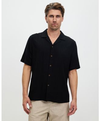 Staple Superior - Newport Textured Linen Blend Shirt - Shirts & Polos (Black) Newport Textured Linen Blend Shirt