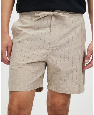 Staple Superior - Newport Textured Linen Blend Shorts - Shorts (Beige Stripe) Newport Textured Linen Blend Shorts