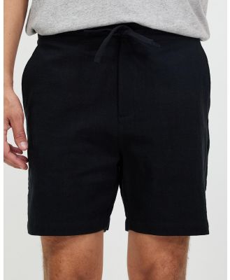 Staple Superior - Newport Textured Linen Blend Shorts - Shorts (Black) Newport Textured Linen Blend Shorts