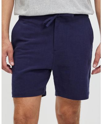 Staple Superior - Newport Textured Linen Blend Shorts - Shorts (Navy) Newport Textured Linen Blend Shorts