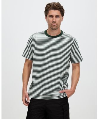 Staple Superior - Sunday Stripe Regular Fit Cotton T Shirt - T-Shirts & Singlets (Green Stripe) Sunday Stripe Regular Fit Cotton T-Shirt