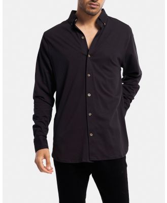 Stock & Co. - Long Sleeve Jersey Dress Shirt - Casual shirts (Black) Long Sleeve Jersey Dress Shirt