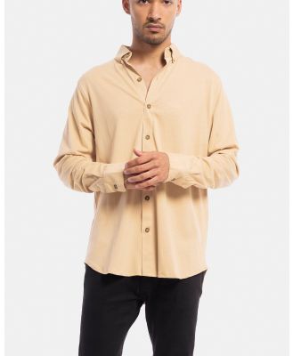 Stock & Co. - Long Sleeve Jersey Dress Shirt - Casual shirts (Camel) Long Sleeve Jersey Dress Shirt