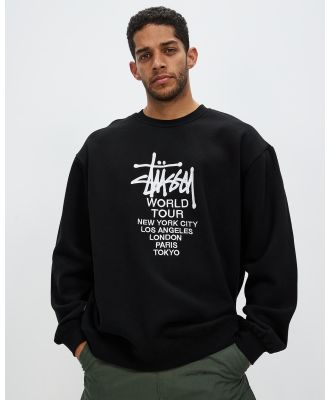 Stussy - Solid World Tour Crew Neck Sweater - Sweats (Black) Solid World Tour Crew Neck Sweater