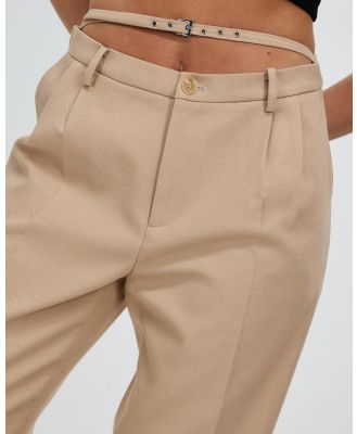 Style Addict - Dion Belted Trousers - Pants (Tan) Dion Belted Trousers