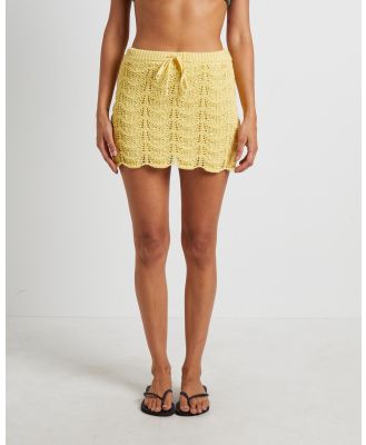 Subtitled - Lori Scallop Crochet Mini Skirt - Skirts (LEMON) Lori Scallop Crochet Mini Skirt