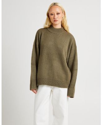 Subtitled - Maxie Oversized Knit Jumper - Jumpers & Cardigans (OLIVE) Maxie Oversized Knit Jumper