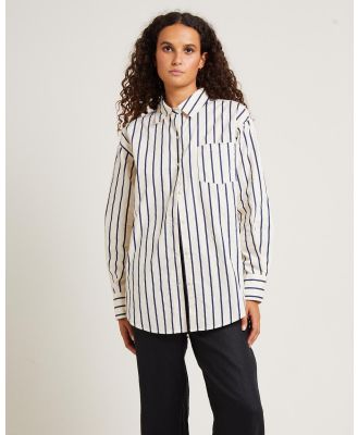 Subtitled - Poppy Poplin Long Sleeve Shirt - Shirts & Polos (BLUE STRIPE) Poppy Poplin Long Sleeve Shirt