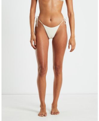 Subtitled - Rib Skinny Strap Tie Side Bikini Bottoms - Swimwear (NATURAL) Rib Skinny Strap Tie Side Bikini Bottoms