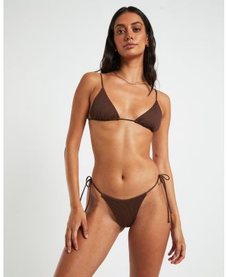 Subtitled - Rib Skinny Strap Triangle Bikini Top - Swimwear (CHOCOLATE) Rib Skinny Strap Triangle Bikini Top