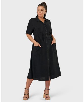 Sunday In The City - Gone Rogue Midi Shirt Dress - Dresses (BLACK) Gone Rogue Midi Shirt Dress